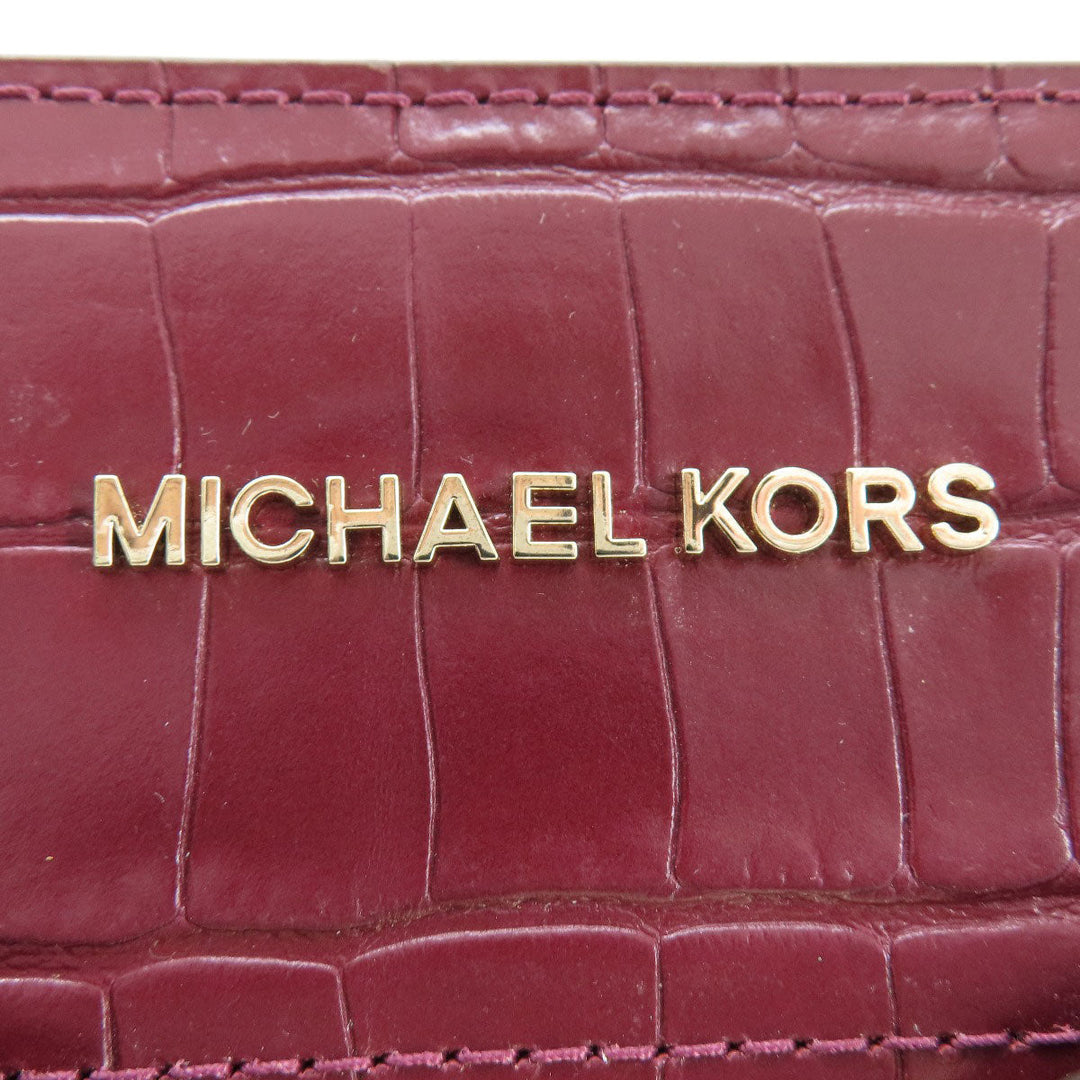 MICHAEL KORS Tote Bag leather Red Embossed 2WAY Women Used Authentic