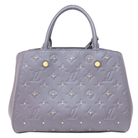 LOUIS VUITTON Handbag M51727 Ann Platt gray Montaigne BB Green Silver Women Used Authentic