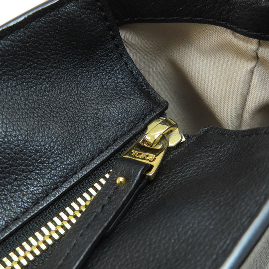 TUMI Tote Bag leather black logo Women Used Authentic