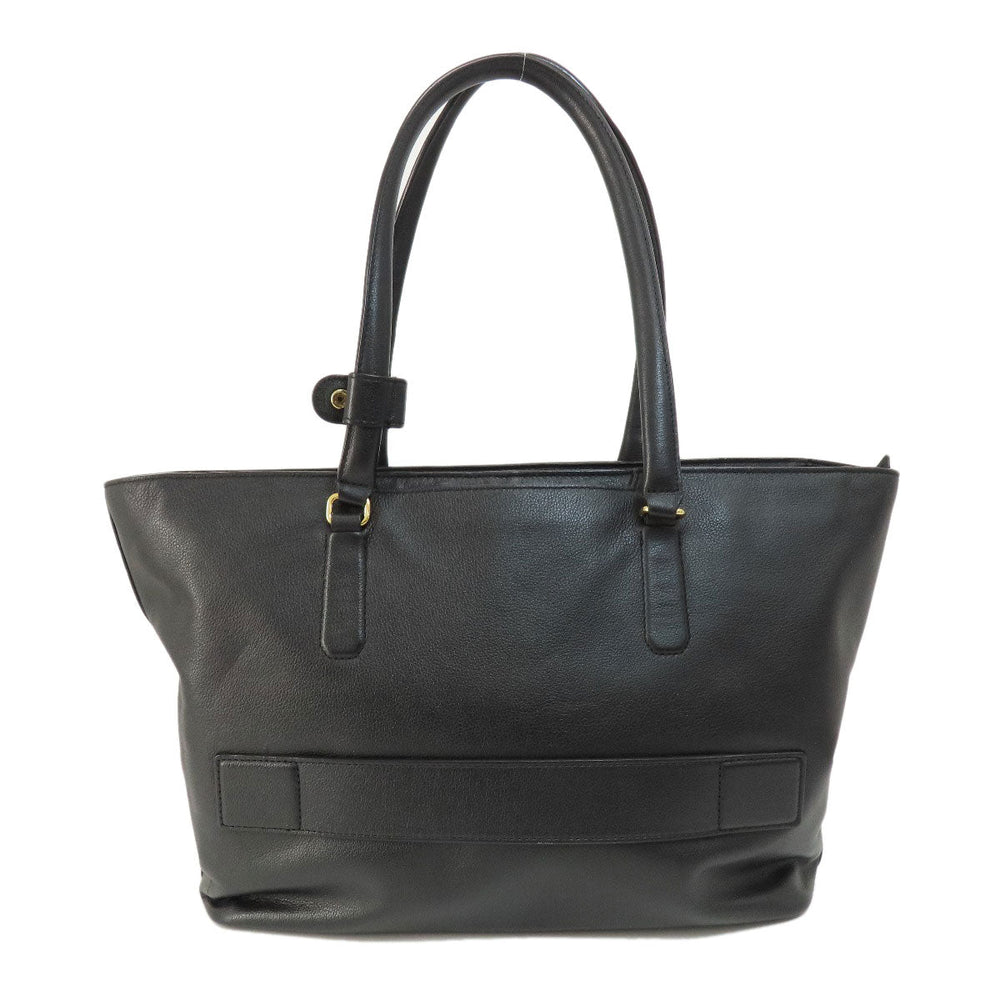 TUMI Tote Bag leather black logo Women Used Authentic