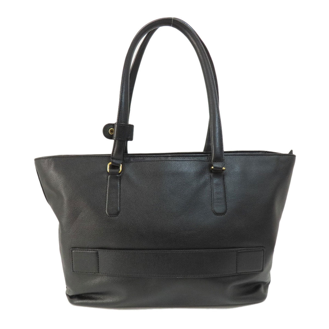 TUMI Tote Bag leather black logo Women Used Authentic