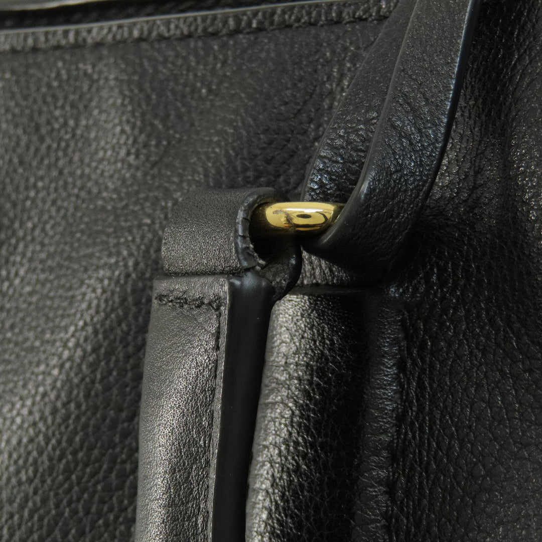 TUMI Tote Bag leather black logo Women Used Authentic