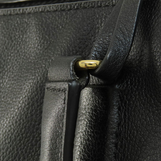 TUMI Tote Bag leather black logo Women Used Authentic