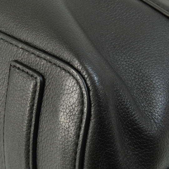TUMI Tote Bag leather black logo Women Used Authentic