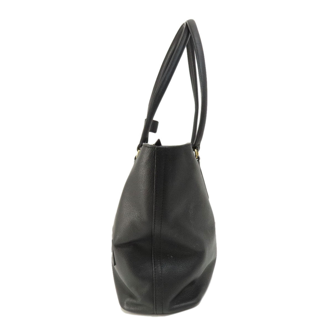 TUMI Tote Bag leather black logo Women Used Authentic