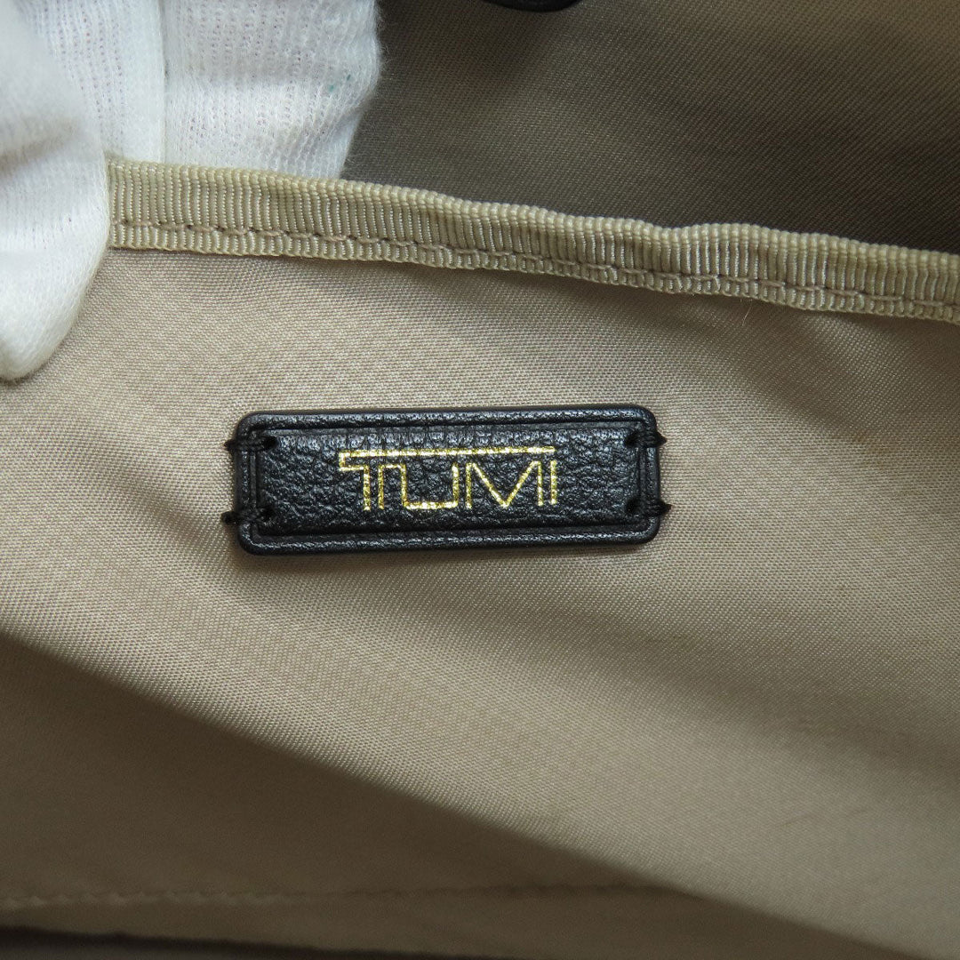 TUMI Tote Bag leather black logo Women Used Authentic
