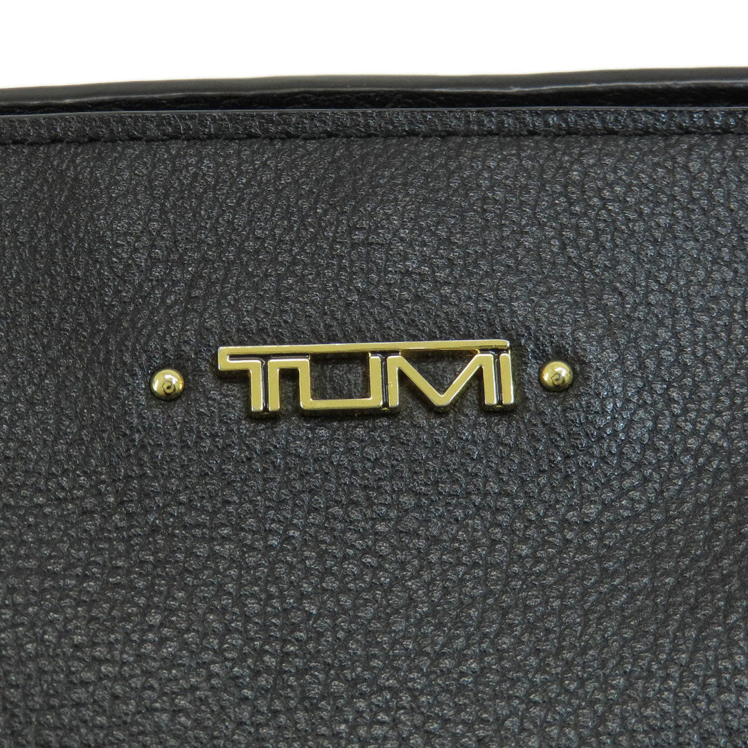 TUMI Tote Bag leather black logo Women Used Authentic