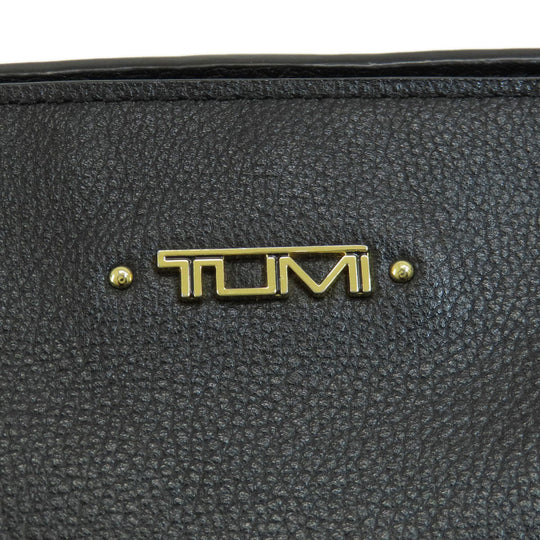 TUMI Tote Bag leather black logo Women Used Authentic