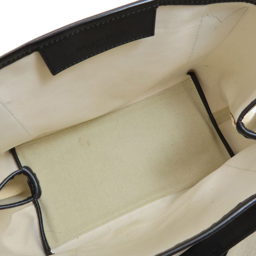BALENCIAGA Tote Bag canvas white Navy kabas
