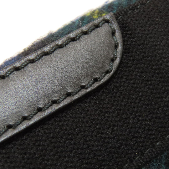 BALENCIAGA Handbag 339933 wool green Navy Cabas Check Pattern Women Used Authentic