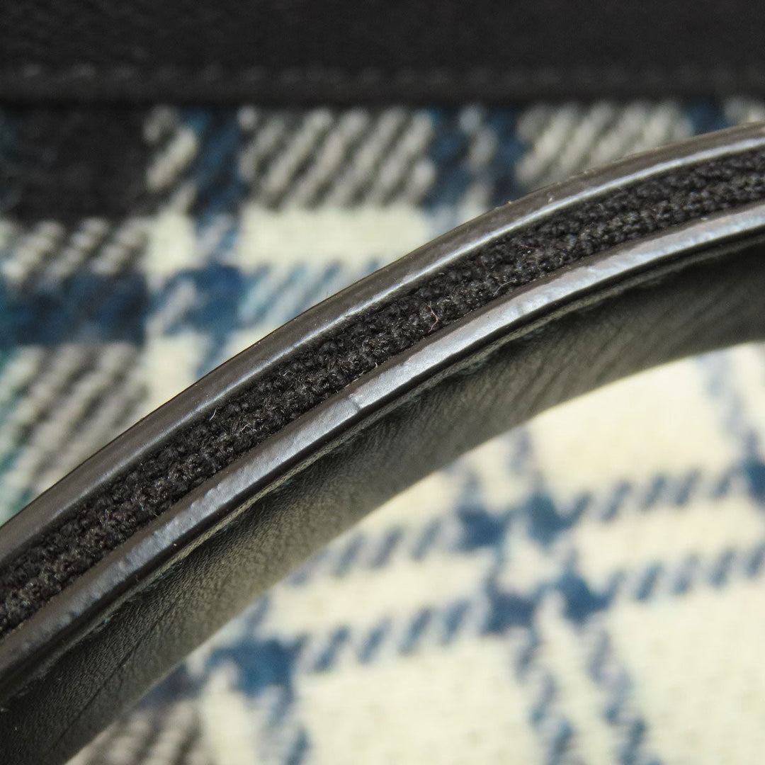 BALENCIAGA Handbag 339933 wool green Navy Cabas Check Pattern Women Used Authentic