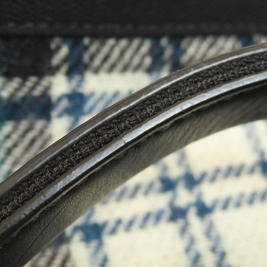 BALENCIAGA Handbag 339933 wool green Navy Cabas Check Pattern Women Used Authentic