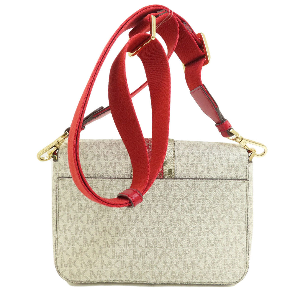 MICHAEL KORS Shoulder Bag PVC white MK Signature Long Shoulder Women Used Authentic