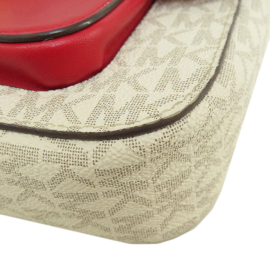 MICHAEL KORS Shoulder Bag PVC white MK Signature Long Shoulder Women Used Authentic