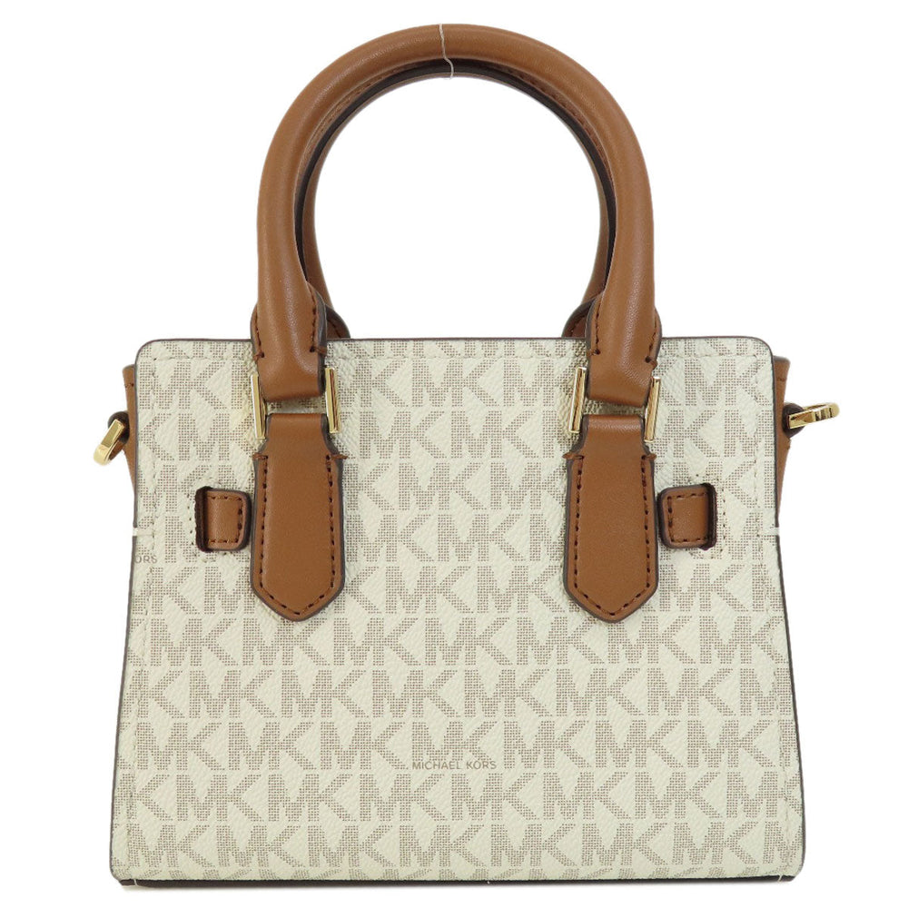 MICHAEL KORS Handbag Leather, Coated Canvas white MK Signature 2WAY Women Used Authentic