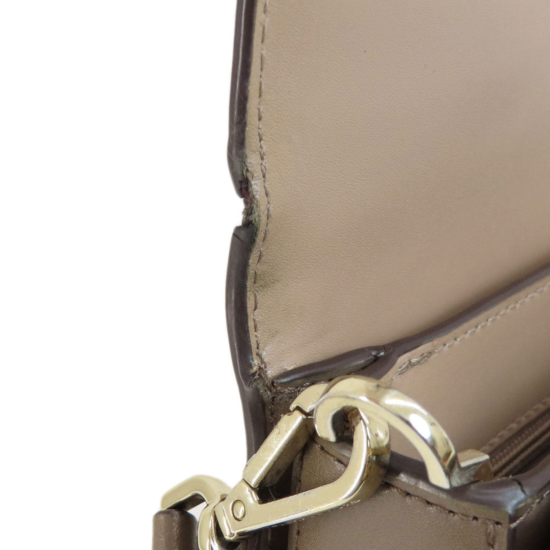 MICHAEL KORS Shoulder Bag leather beige logo Women Used Authentic