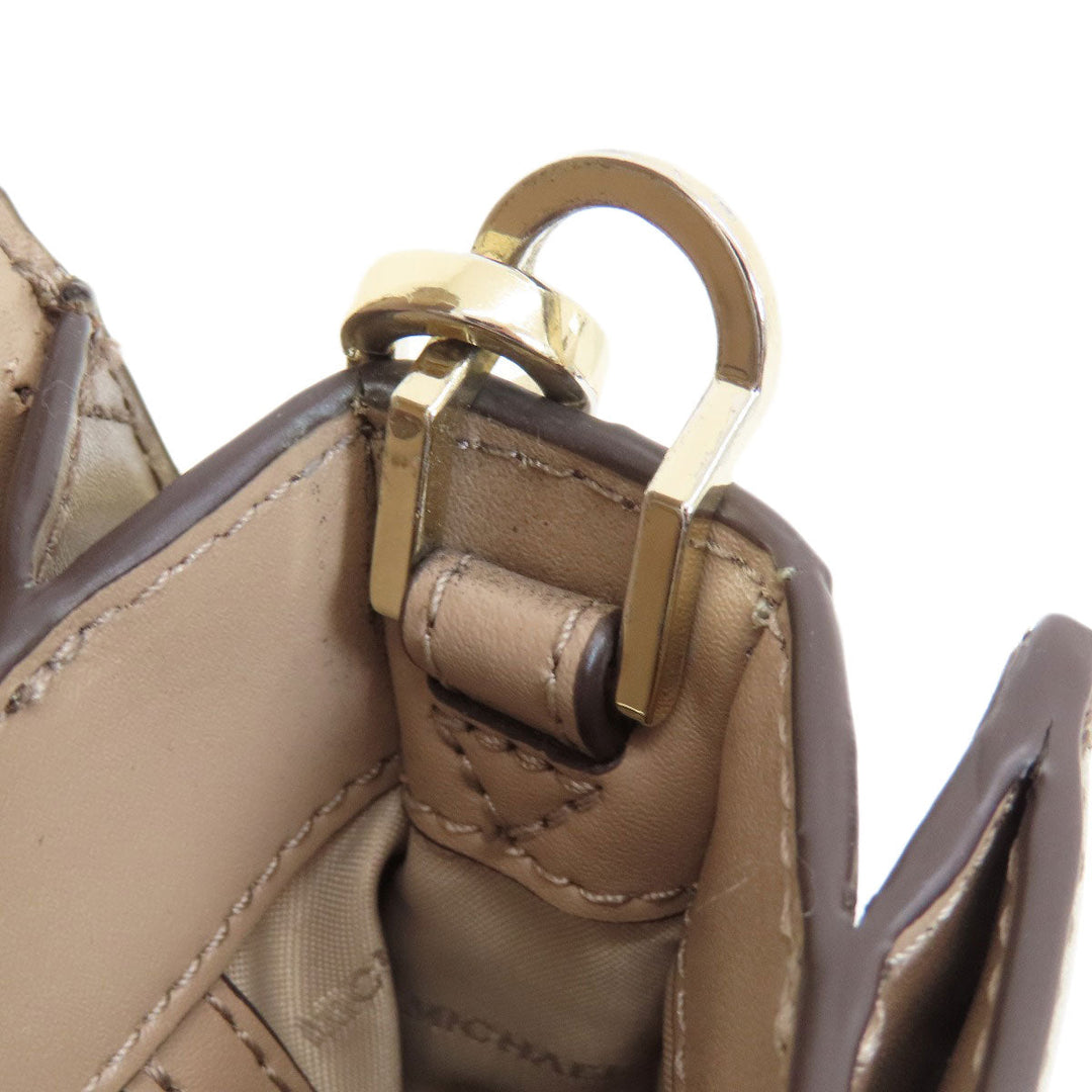 MICHAEL KORS Shoulder Bag leather beige logo Women Used Authentic