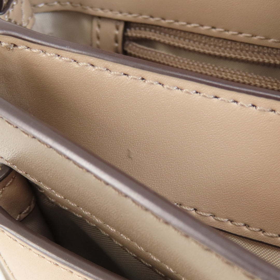 MICHAEL KORS Shoulder Bag leather beige logo Women Used Authentic