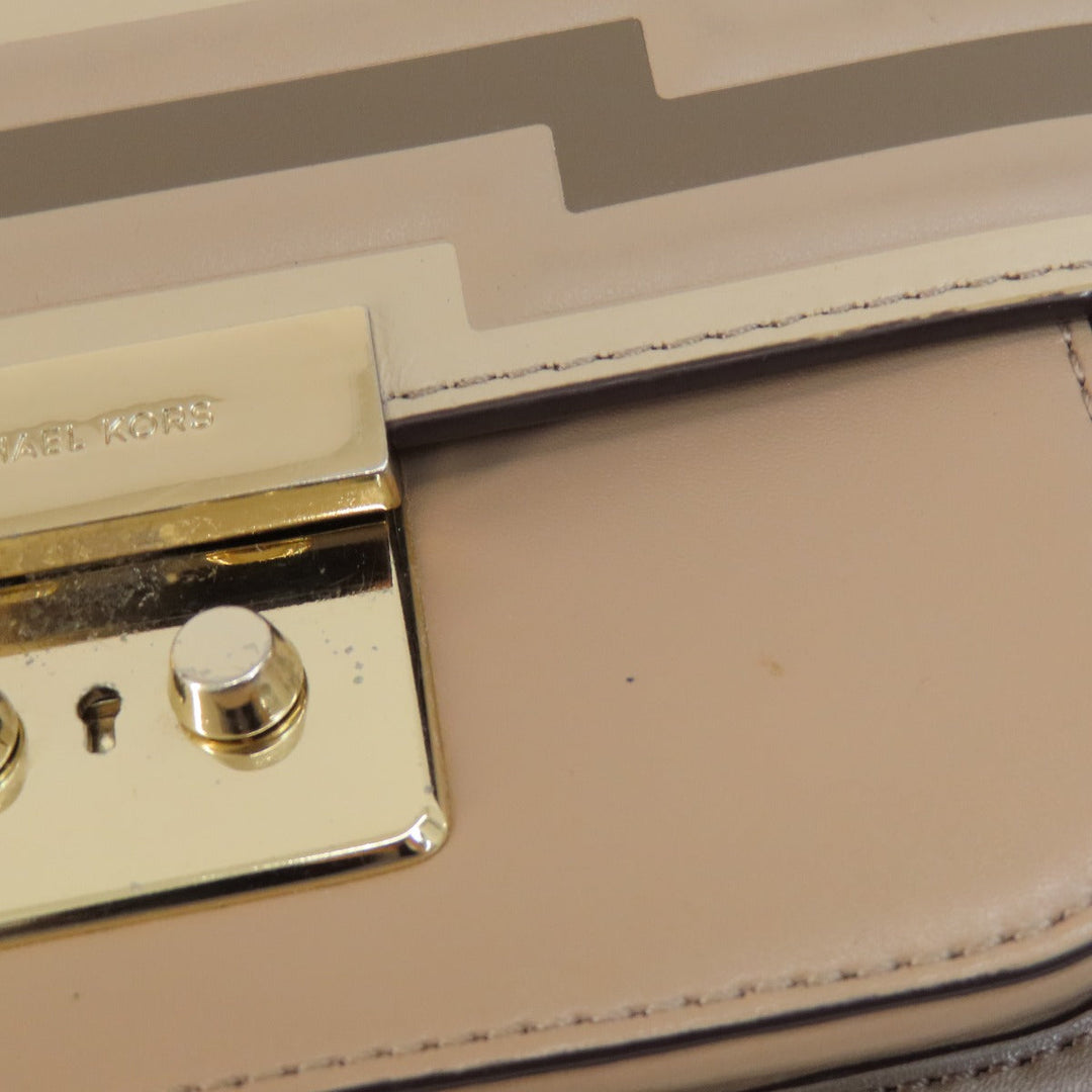 MICHAEL KORS Shoulder Bag leather beige logo Women Used Authentic