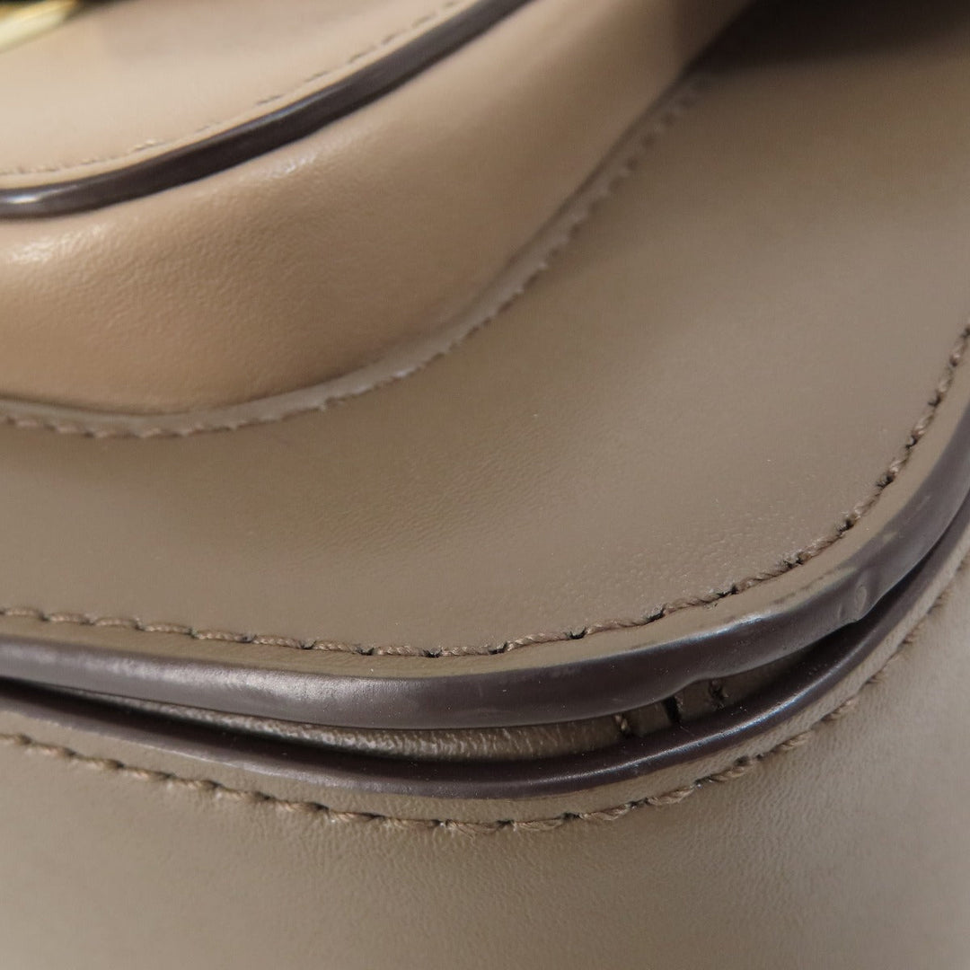 MICHAEL KORS Shoulder Bag leather beige logo Women Used Authentic