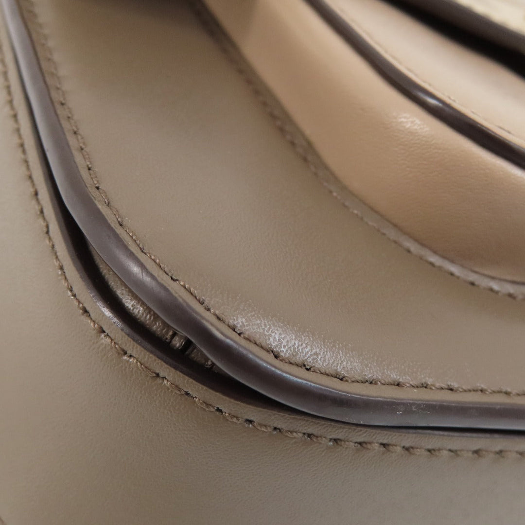 MICHAEL KORS Shoulder Bag leather beige logo Women Used Authentic
