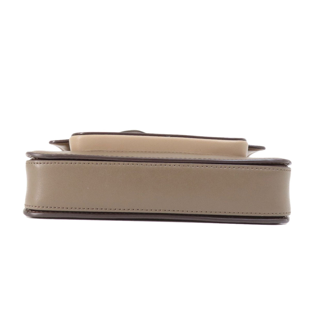 MICHAEL KORS Shoulder Bag leather beige logo Women Used Authentic