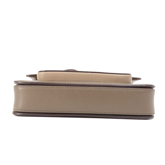 MICHAEL KORS Shoulder Bag leather beige logo Women Used Authentic