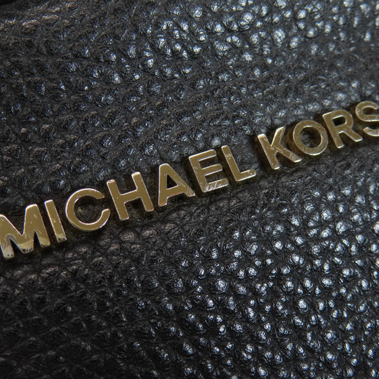 MICHAEL KORS Backpack leather black logo Women Used Authentic