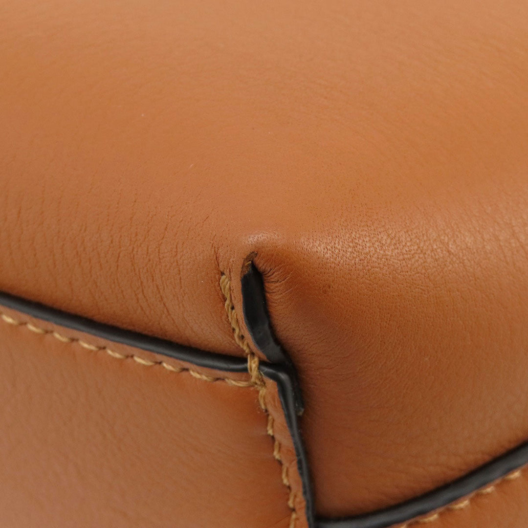 LOEWE Tote Bag Calfskin Brown anagram Women Used Authentic