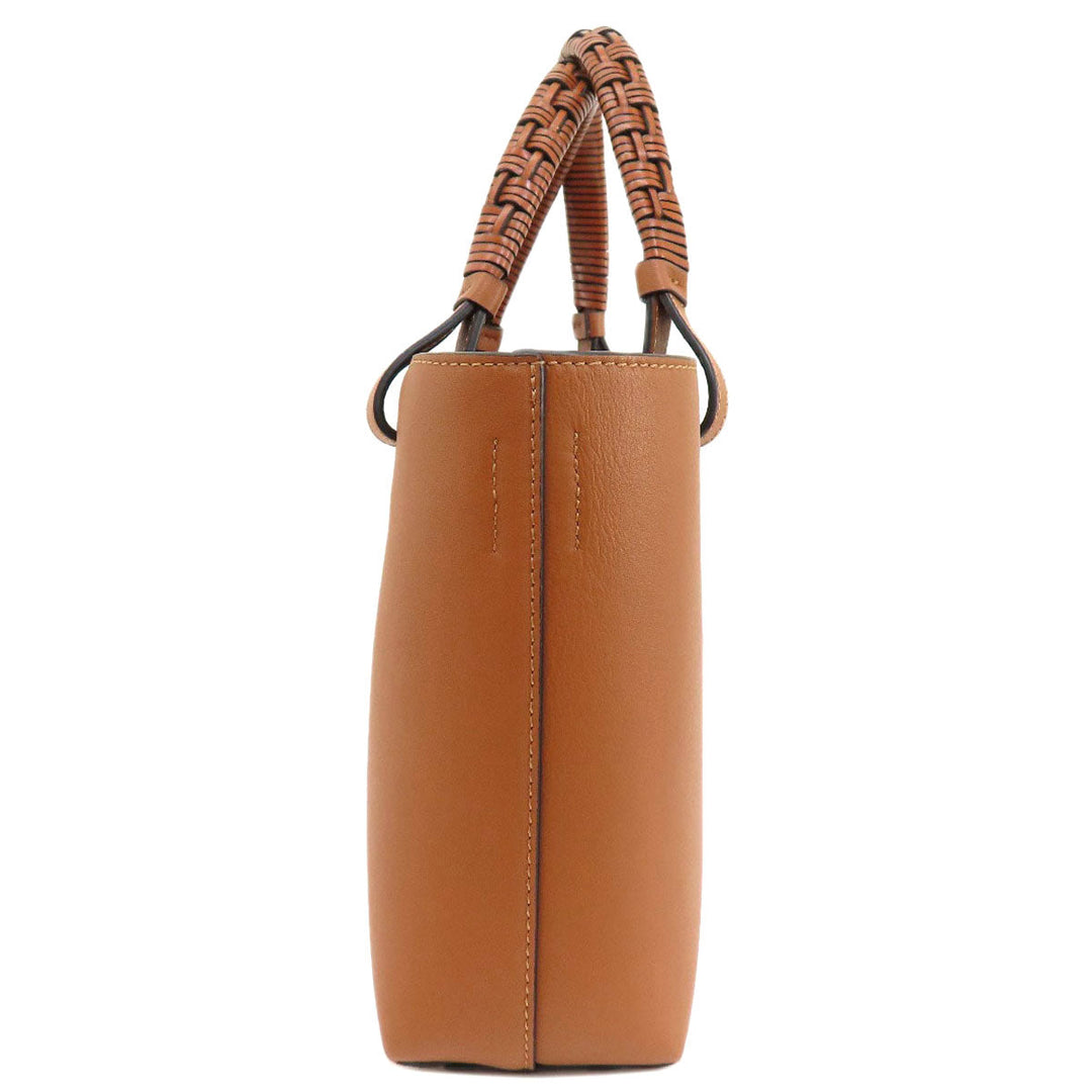 LOEWE Tote Bag Calfskin Brown anagram Women Used Authentic