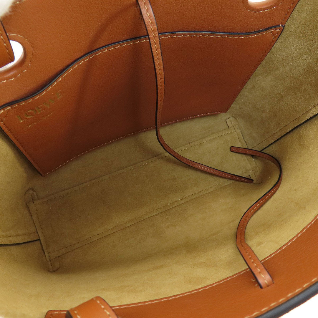 LOEWE Tote Bag Calfskin Brown anagram Women Used Authentic