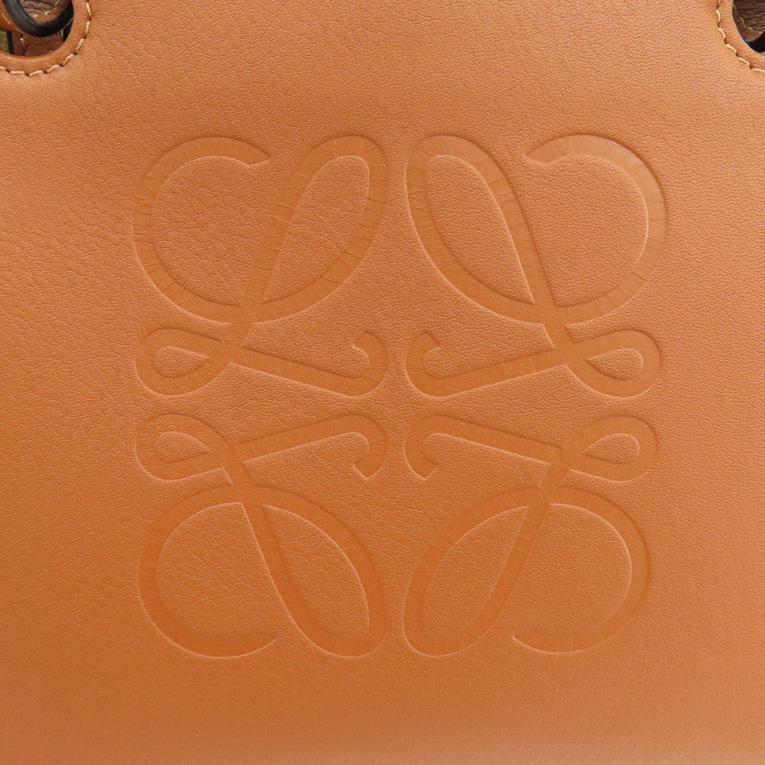 LOEWE Tote Bag Calfskin Brown anagram Women Used Authentic