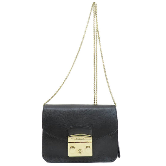 Furla Shoulder Bag PVC black metropolis Women Used Authentic
