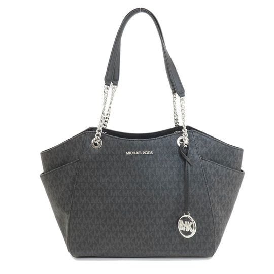 MICHAEL KORS Tote Bag PVC black MK signature Women Used Authentic