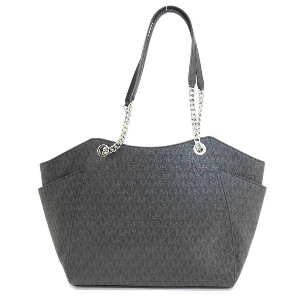 MICHAEL KORS Tote Bag PVC black MK signature Women Used Authentic