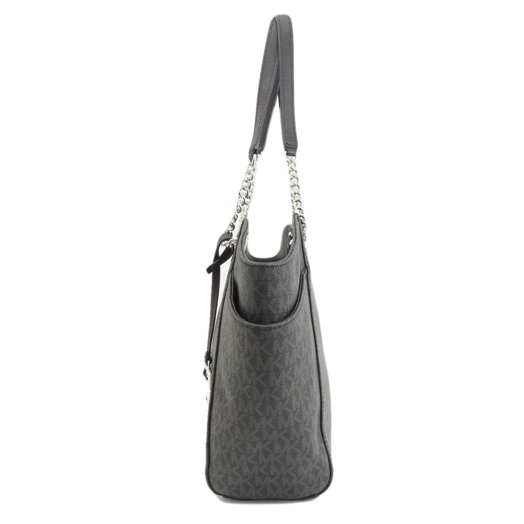 MICHAEL KORS Tote Bag PVC black MK signature Women Used Authentic