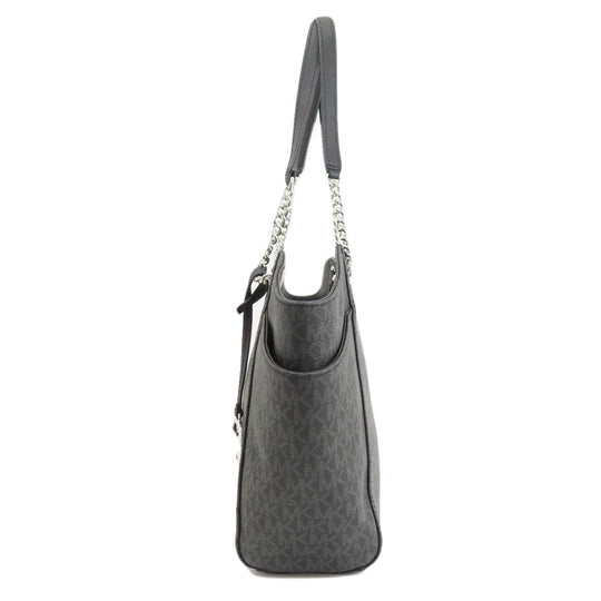 MICHAEL KORS Tote Bag PVC black MK signature Women Used Authentic