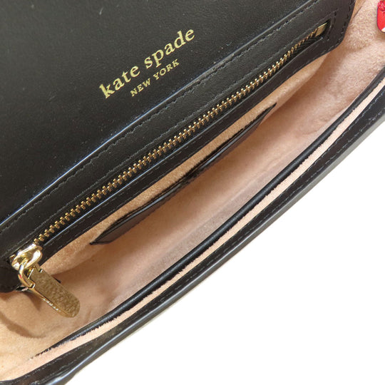 Kate Spade Shoulder Bag leather black logoMetal