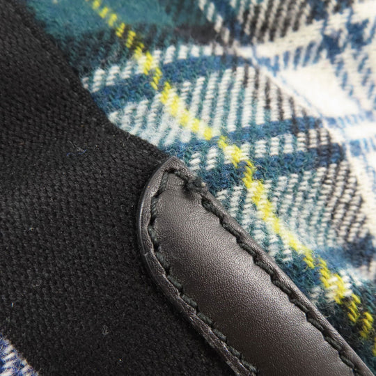 BALENCIAGA Tote Bag 339933 wool green Navy Cabas Check Pattern Women Used Authentic