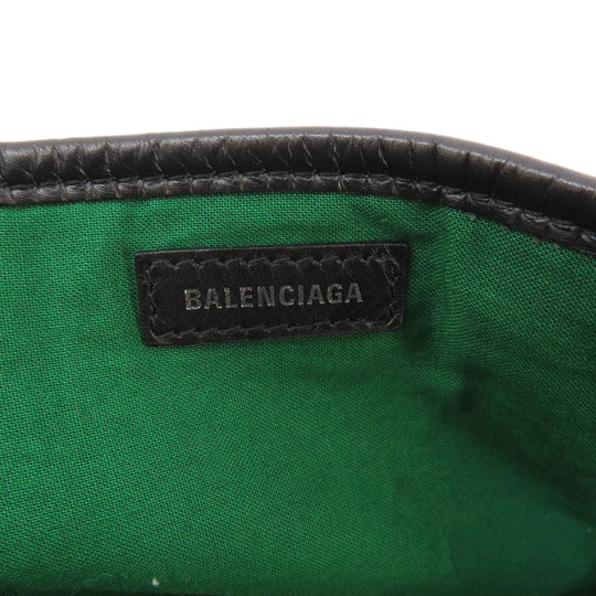 BALENCIAGA Tote Bag 339933 wool green Navy Cabas Check Pattern Women Used Authentic