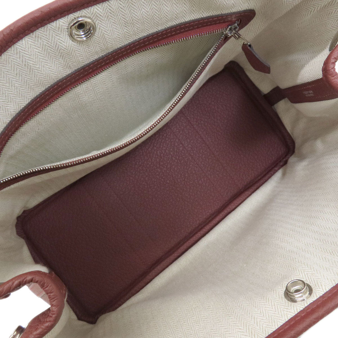 HERMES Tote Bag Negonda Brown Garden Party TPM SilverMetal Women Used Authentic