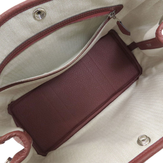 HERMES Tote Bag Negonda Brown Garden Party TPM SilverMetal Women Used Authentic