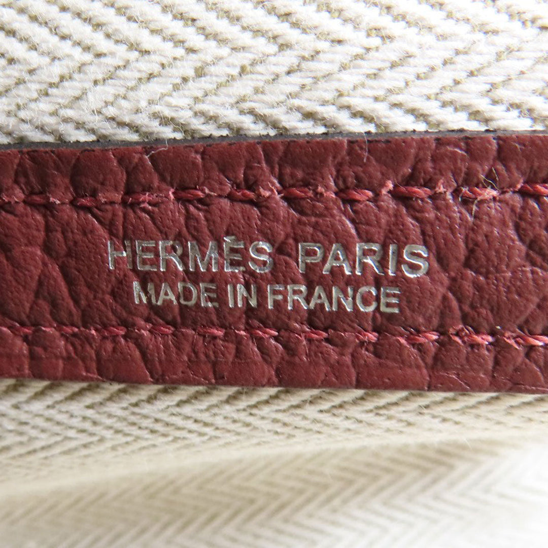 HERMES Tote Bag Negonda Brown Garden Party TPM SilverMetal Women Used Authentic