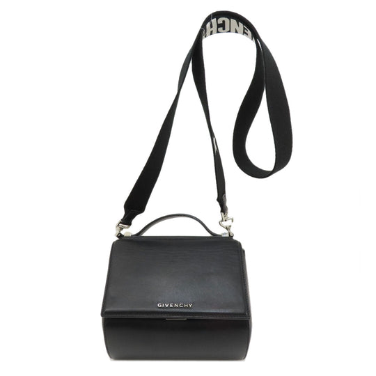 Givenchy Handbag leather black logoMetal 2WAY Women Used Authentic
