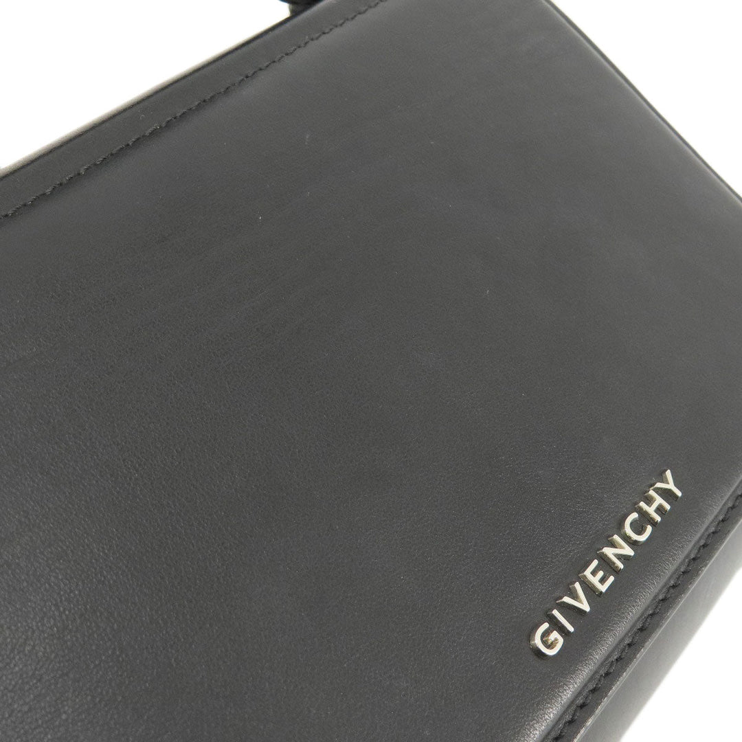Givenchy Handbag leather black logoMetal 2WAY Women Used Authentic