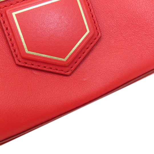 Givenchy Shoulder Bag leather Red logo Women Used Authentic