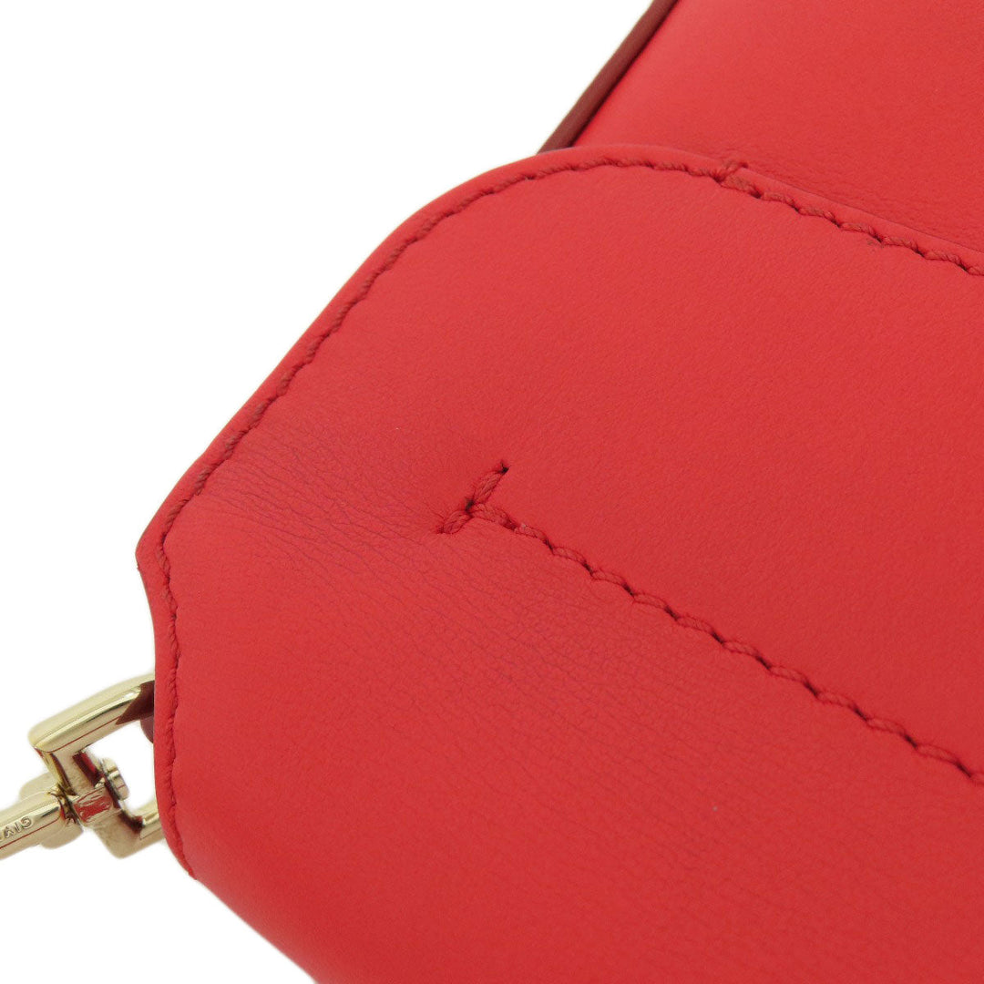 Givenchy Shoulder Bag leather Red logo Women Used Authentic