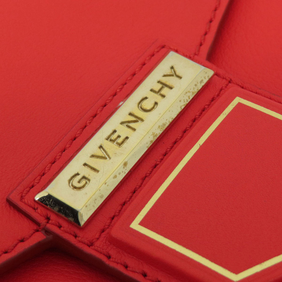 Givenchy Shoulder Bag leather Red logo Women Used Authentic