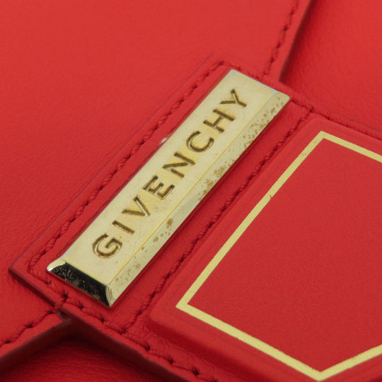 Givenchy Shoulder Bag leather Red logo Women Used Authentic