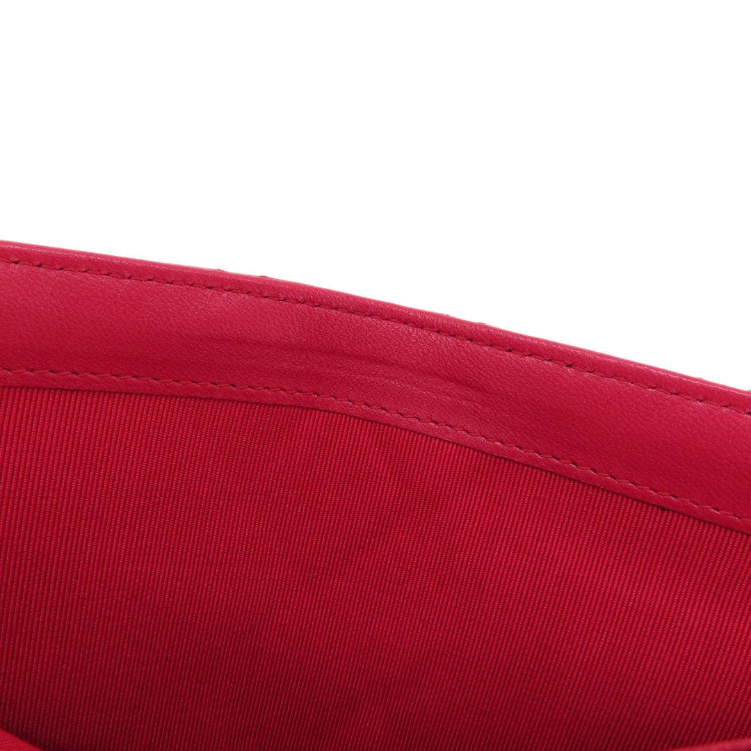 CHANEL Long Wallet Purse lambskin Red Matelasse SilverMetal